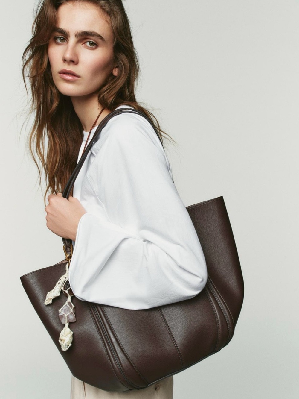 Zara Maxi Shopper Bag Classic Brown Leather Tote BRAND NEW - Picture 2 of 6